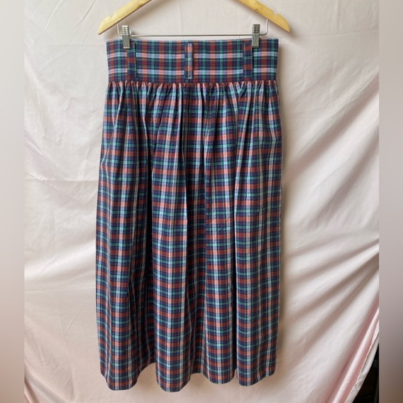 Vintage Benetton High Waist Plaid Wrap Full Skirt Made in Italy Size Medium - Picture 4 of 15